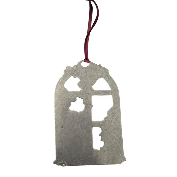 Cat & Window Pewter Ornament With Red Ribbon Hanger - Picture 4 of 5